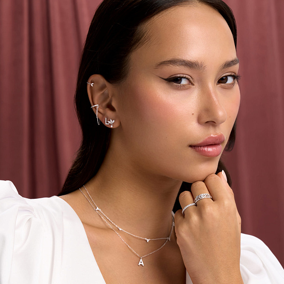 Серьги серебро 925 серебряные гвоздики с камнями листья Miestilo