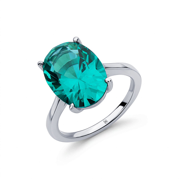 Серебряное кольцо с фианитом в огранке овал Miestilo