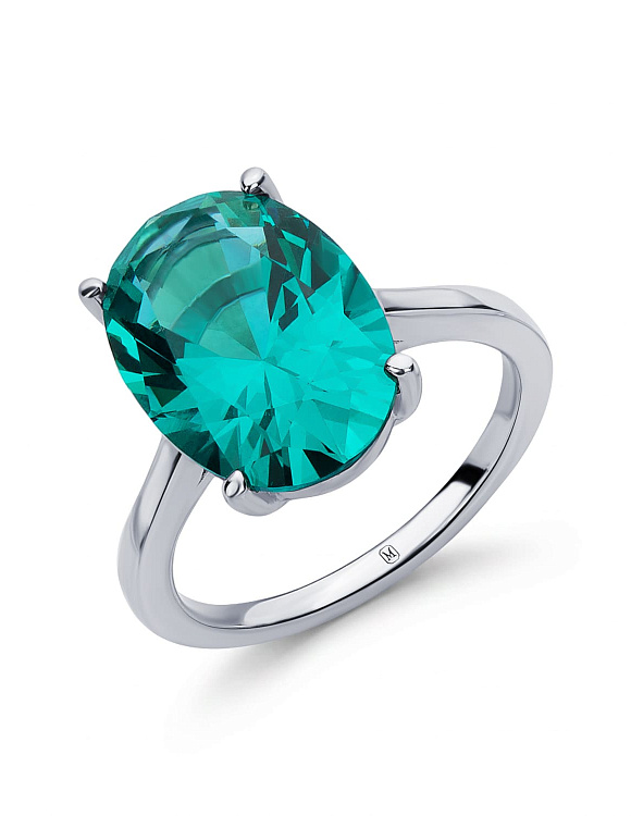 Серебряное кольцо с фианитом в огранке овал Miestilo  2