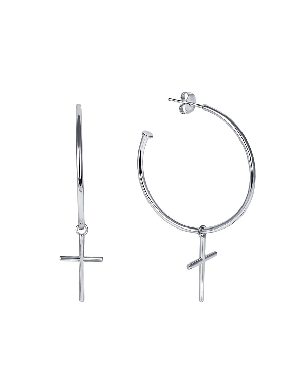 Серебряные серьги кольца с крестами Miestilo