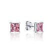 Серебряные пусеты с розовыми фианитами  Miestilo
