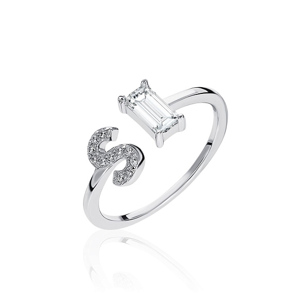Серебряное кольцо с буквой S с фианитами MIESTILO Miestilo