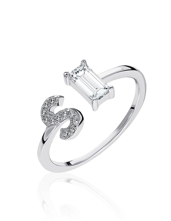 Серебряное кольцо с буквой S с фианитами MIESTILO Miestilo  2
