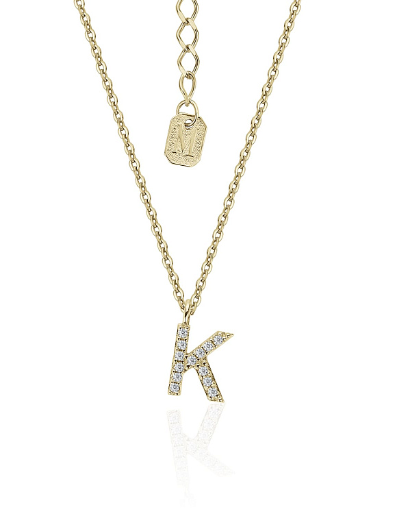 Серебряное колье  в покрытии желтое золото  с буквой К MIESTILO Miestilo  2