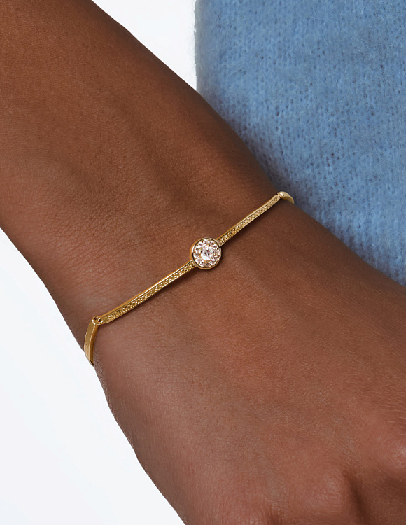 Браслет на руку серебро 925 круглый ювелирный жесткий в позолоте Miestilo