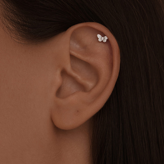 Серебряный пирсинг бабочка Miestilo