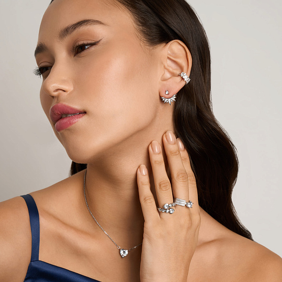 Серебряные серьги трансформеры с фианитами Miestilo