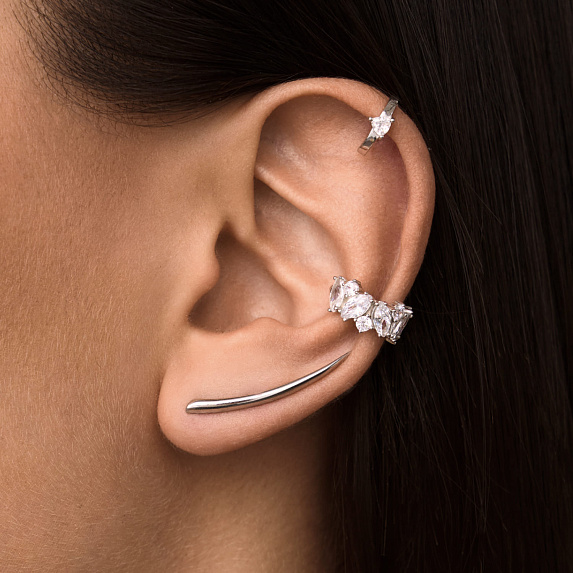Серьги клаймберы серебро 925 серебряные без застежки Miestilo