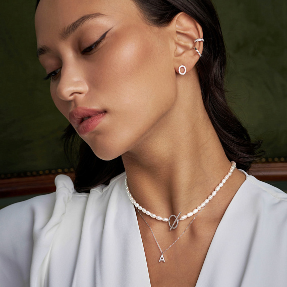 Моносерьга серебро 925 гвоздик c буквой O Miestilo