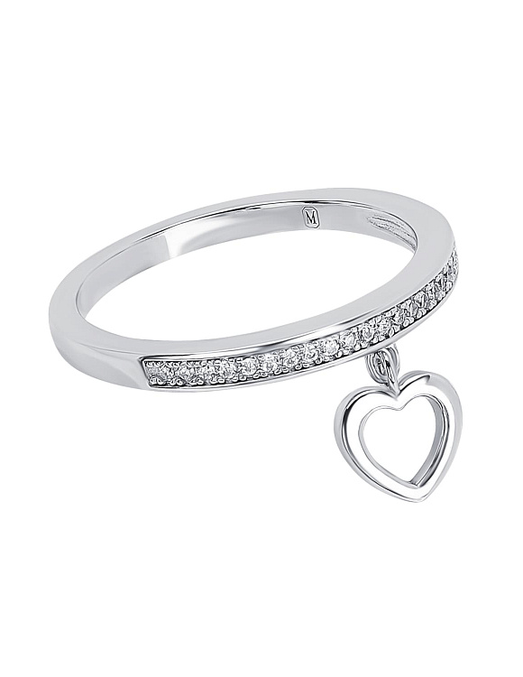 Кольцо серебро 925 дорожка ювелирное с подвеской сердцем Miestilo  2