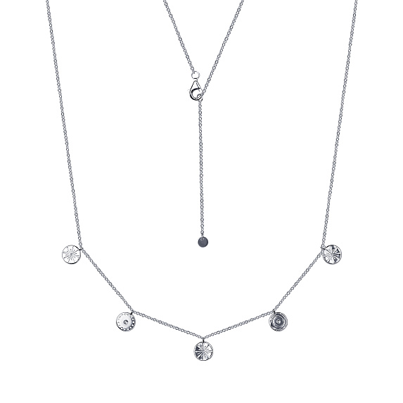 Серебрянное колье с монетками, с фианитами Miestilo