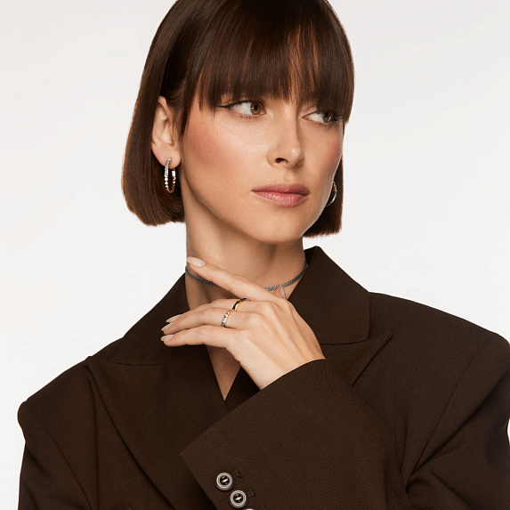 Серебряные серьги кольца биколор с фианитами Miestilo