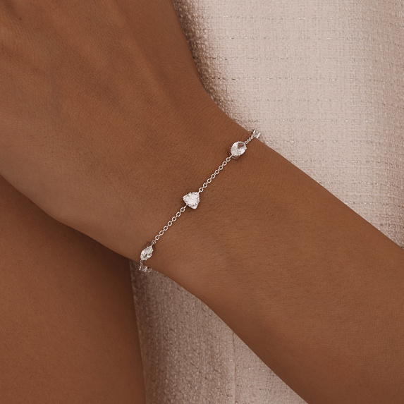 Серебряный браслет с фианитами в огранке овал Miestilo