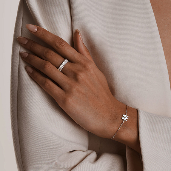 Кольцо дорожка серебряное с камнями серебро 925 Miestilo