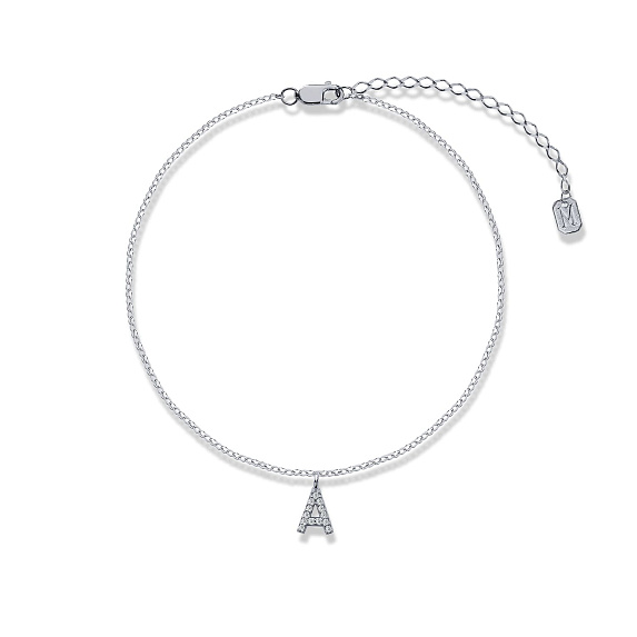 Серебряный браслет на ногу с буквой А Miestilo