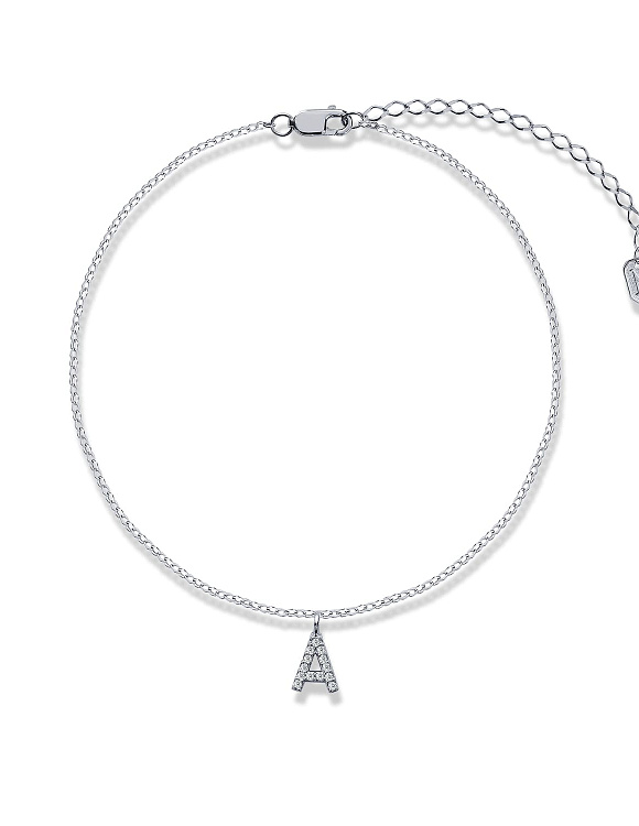 Серебряный браслет на ногу с буквой А Miestilo  2