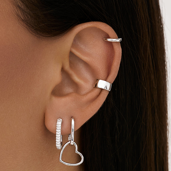 Серьги серебро 925 конго сердечки серебряные Miestilo