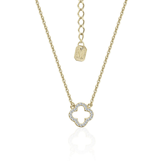 Серебряное колье в покрытии желтое золото  клевер MIESTILO Miestilo