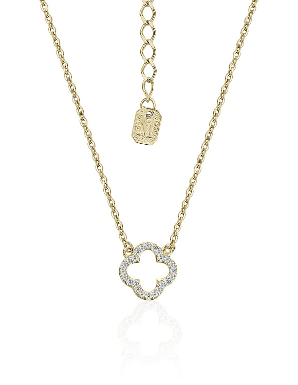 Серебряное колье в покрытии желтое золото  клевер MIESTILO Miestilo