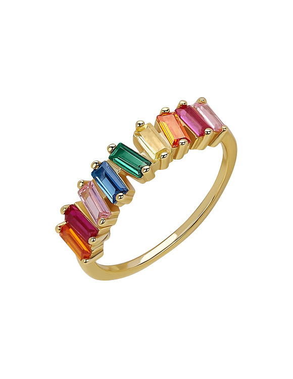 Серебряное кольцо с фианитами багет Miestilo  2