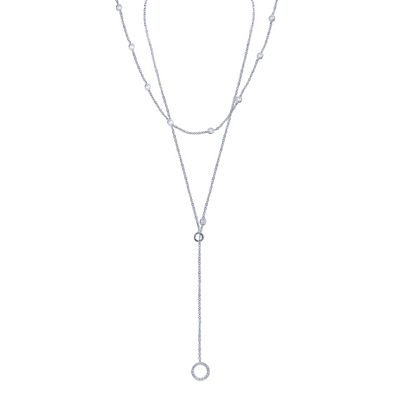 Колье галстук серебро 925 многослойное на шею Miestilo