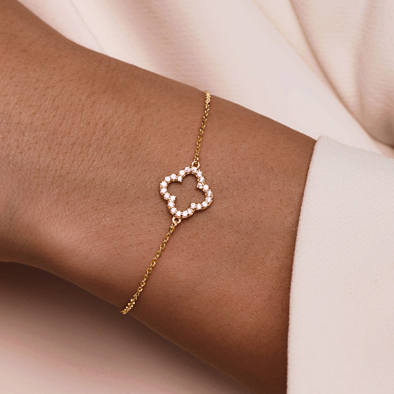Браслет серебро 925 на руку клевер van cleef серебряный в позолоте Miestilo