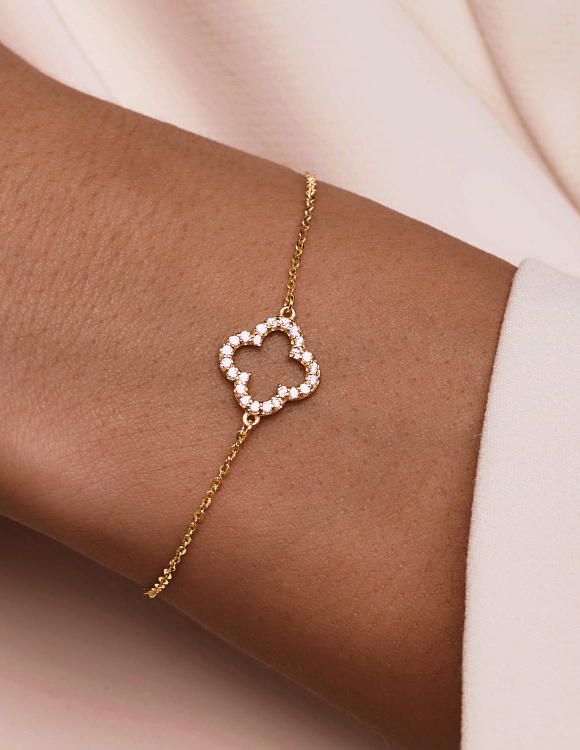 Браслет серебро 925 на руку клевер van cleef серебряный в позолоте Miestilo