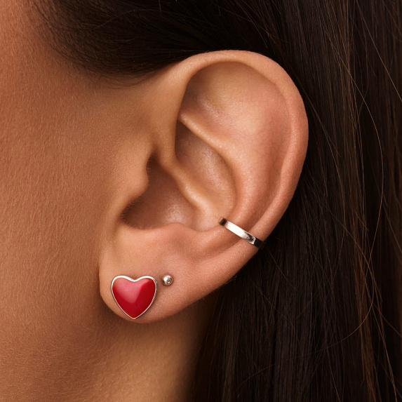 Серьги серебро 925 серебряные гвоздики сердечки Miestilo