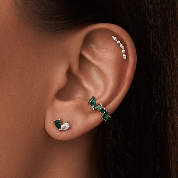 Серебряные серьги с фианитами в огранке груша Miestilo
