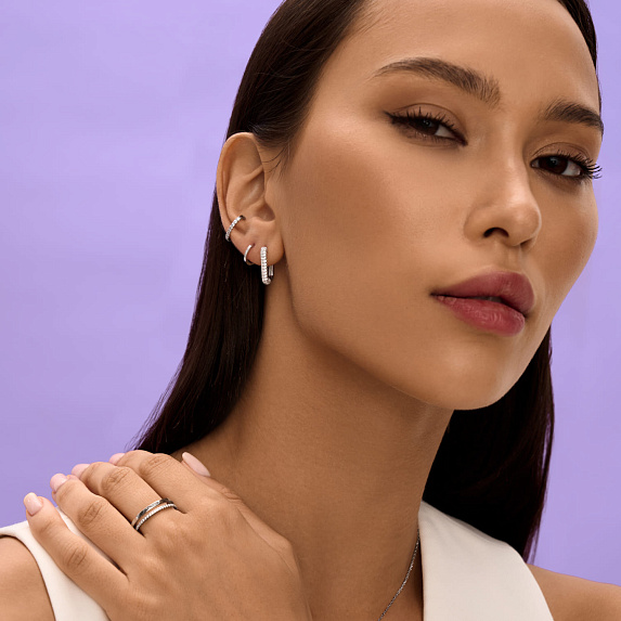 Моносерьга серебро 925 серьга кольцо серебряная одиночная Miestilo