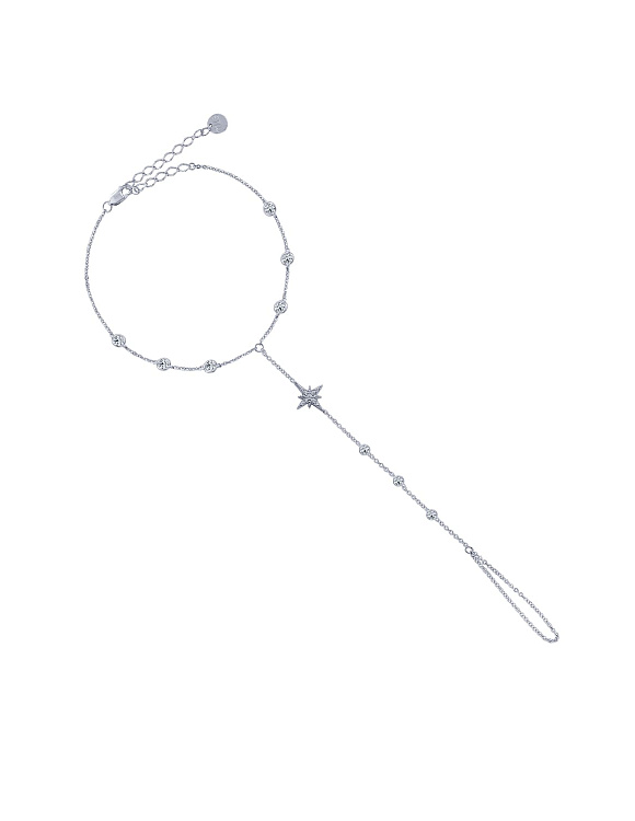 Слейв браслет серебро 925 серебряный на руку с кольцом Miestilo