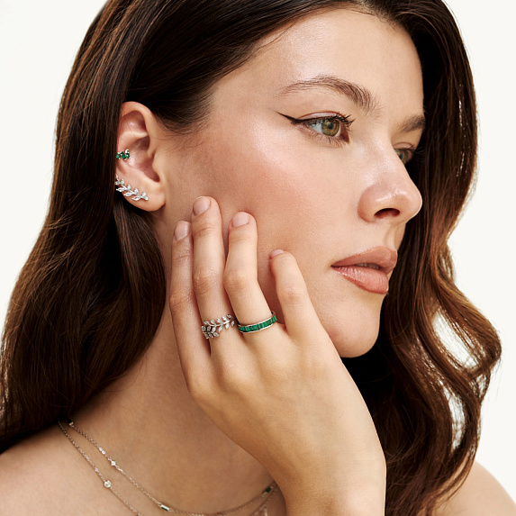 Серьги серебро 925 серебряные клаймберы веточка с камнями Miestilo