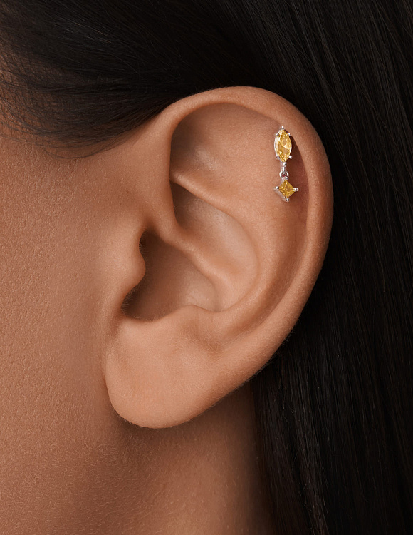Пирсинг с желтыми фианитами Miestilo