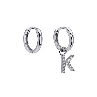 Серьги конго серебро 925 трансформеры с буквой K Miestilo