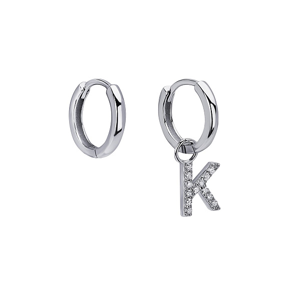 Серьги конго серебро 925 трансформеры с буквой K Miestilo