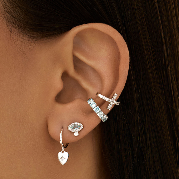 Серебрянные серьги гвоздики с фианитами Miestilo
