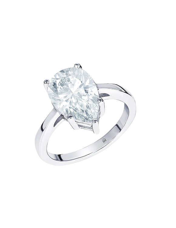 Серебряное кольцо с фианитом в огранке груша Miestilo  2