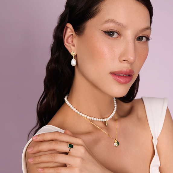 Серебряные серьги ракушки с натуральным жемчугом Miestilo