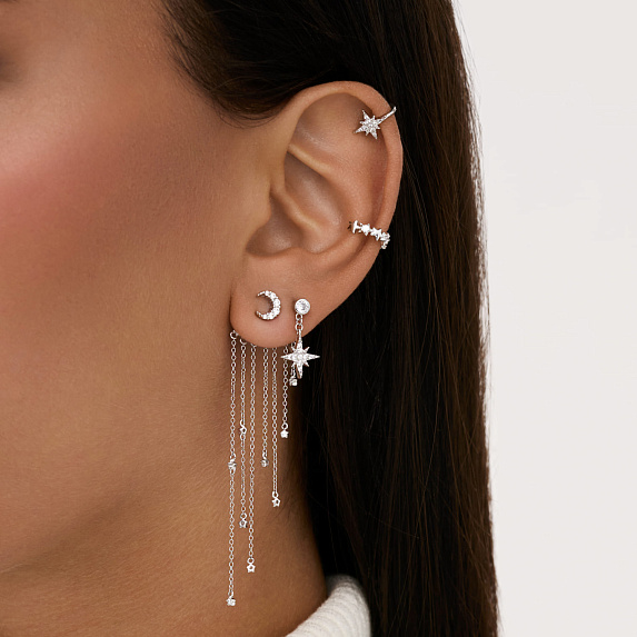 Серьги серебро 925 серебряные гвоздики длинные звезды Miestilo