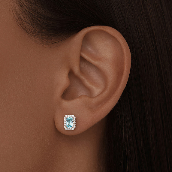 Серебряные серьги гвоздики с фианитами Miestilo