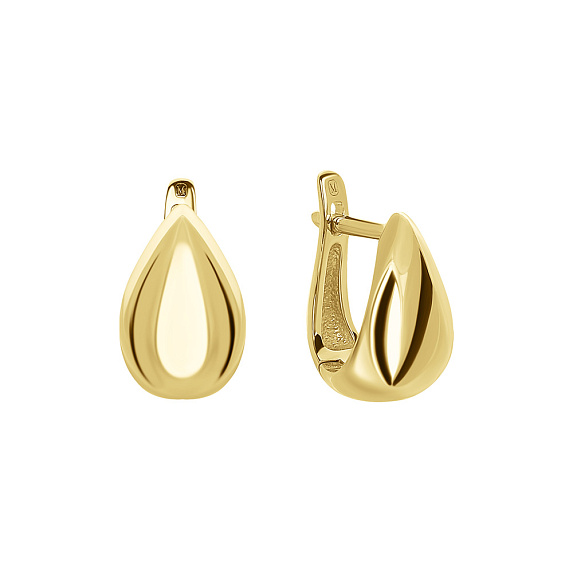 Каплевидные серьги с английской застежкой в позолоте Miestilo