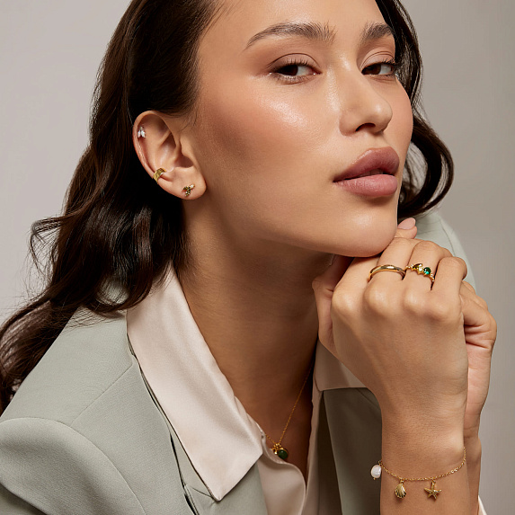 Серебряное кольцо позолоченное с фианитами Miestilo