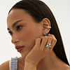 Серебряные пусеты с голубыми фианитами  Miestilo