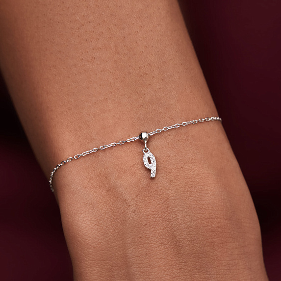 Серебряный шарм с фианитами цифра 9 Miestilo