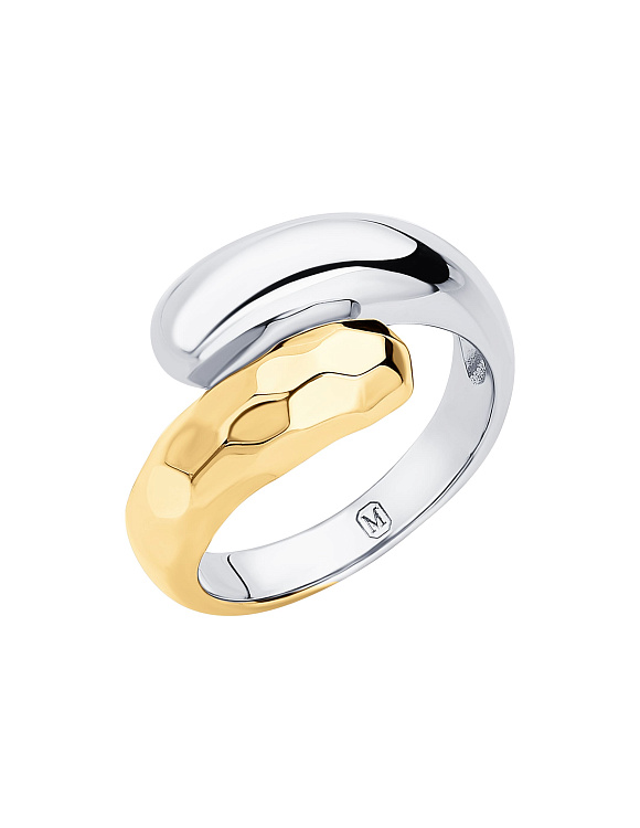 Серебряное кольцо биколор Miestilo  2