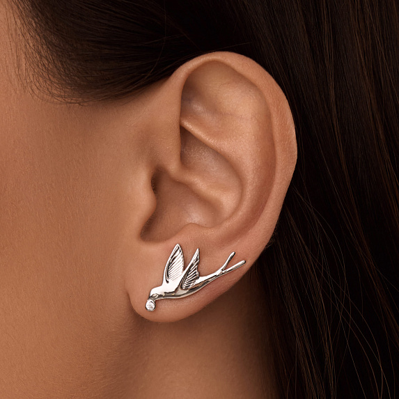 Серьги серебро 925 серебряные клаймберы птички Miestilo