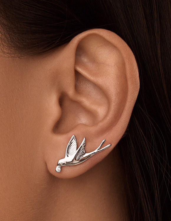 Серьги серебро 925 серебряные клаймберы птички Miestilo