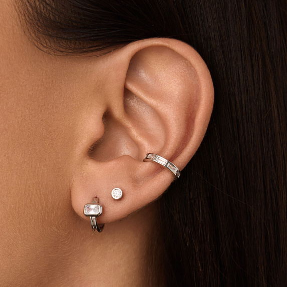 Серьги серебро 925 конго серебряные с камнем Miestilo