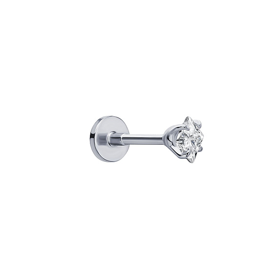 Серебряный пирсинг с фианитом  Miestilo