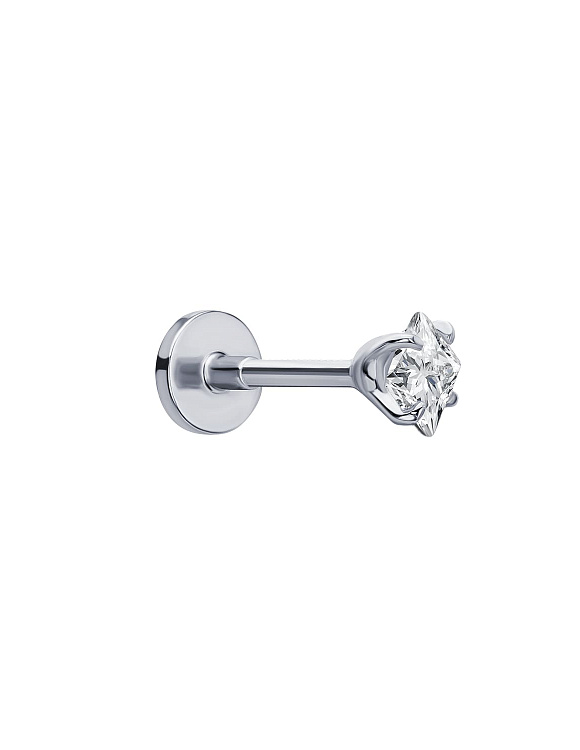 Серебряный пирсинг с фианитом  Miestilo  2